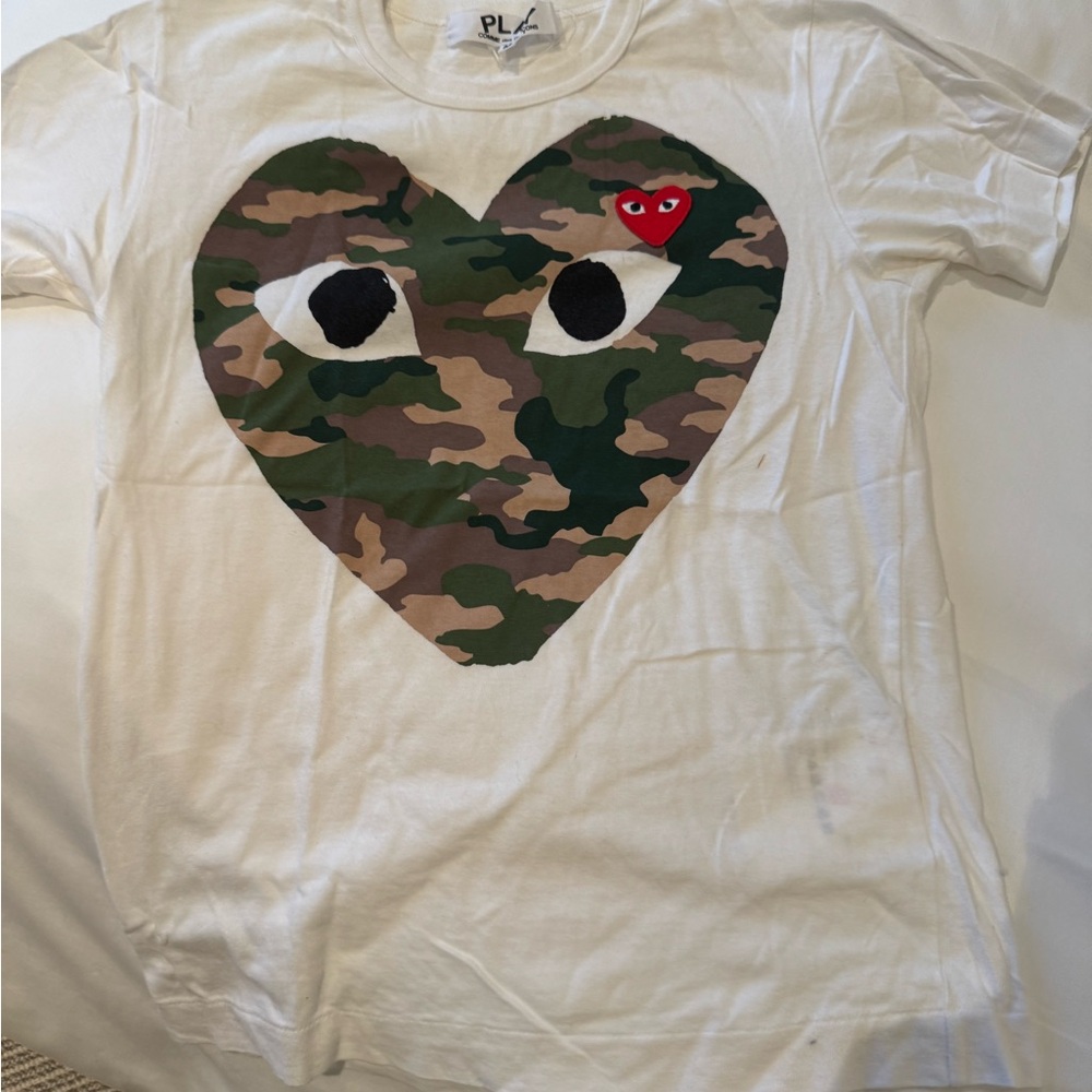 Comme des Garcons White Camo Heart Tee